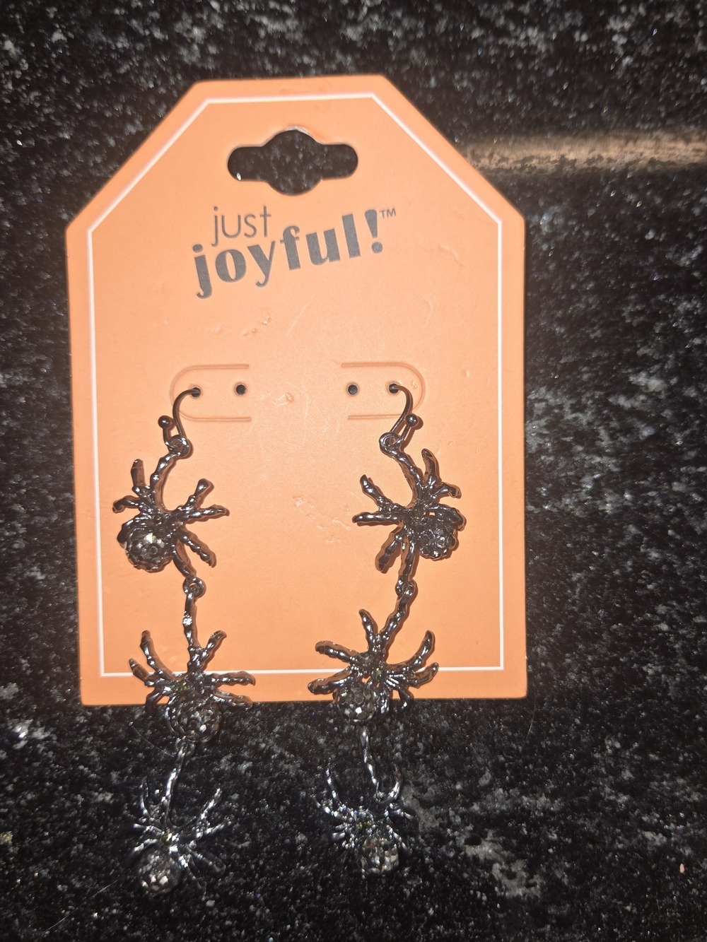 Just Joyful Black Spider Dangle Earrings